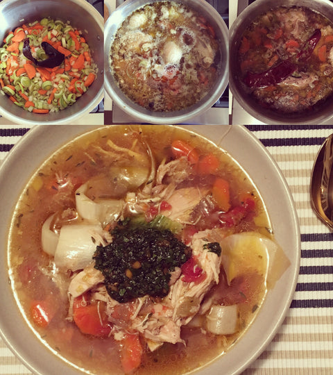 Chicken Soup with Escarole and Charmoula